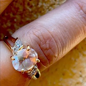 14K Yellow Gold Morganite Diamond Ring